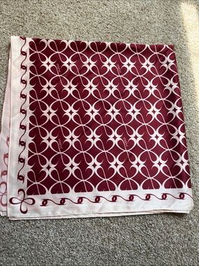 Maeve Silky Geometric Scarf in Burgundy and Cream